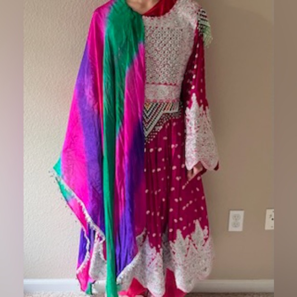 Traditional Afghan Colorful Women’s Dress with embroidery